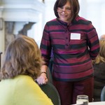 Presenter engaging with audience member